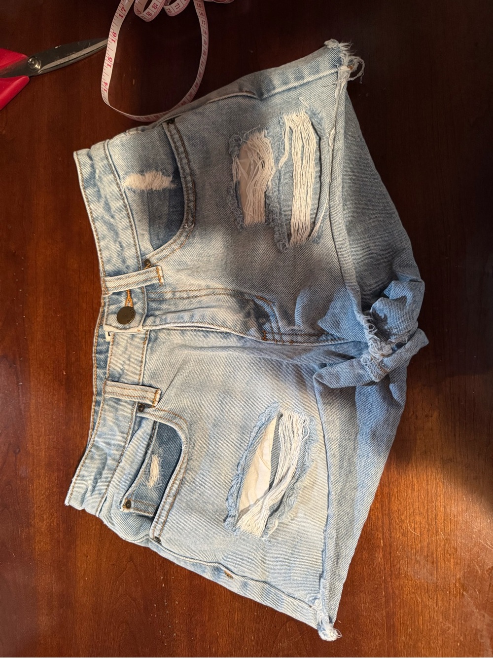 Billabong Light Blue Distressed Tie-Front Denim Shorts